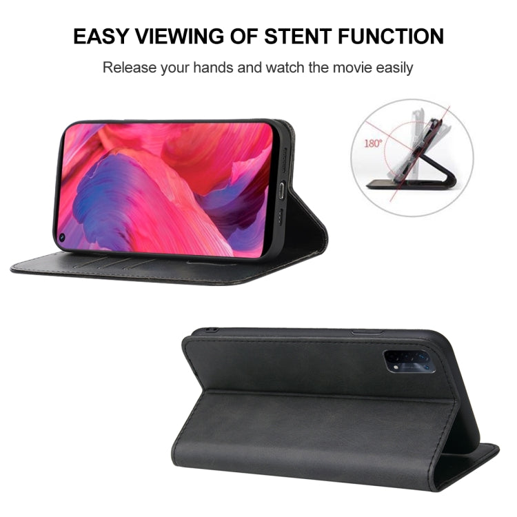 For OPPO A74 5G Magnetic Closure Leather Phone Case(Black)