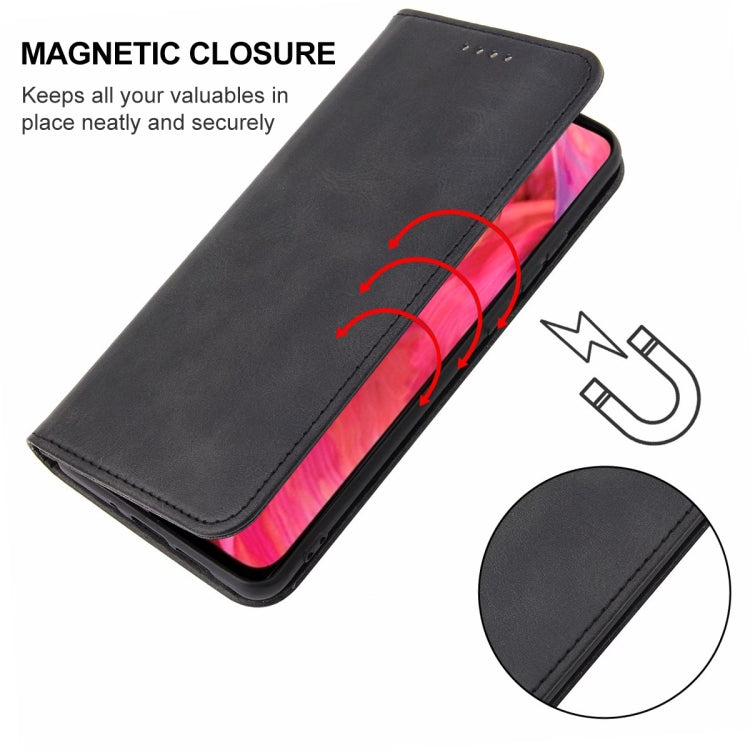 For OPPO A74 5G Magnetic Closure Leather Phone Case(Black)