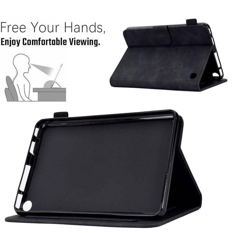 For Amazon Kindle Fire 7 2022 Embossed Smile Flip Tablet Leather Case(Black)