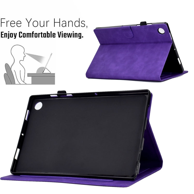 For Lenovo M10 Plus Embossed Smile Flip Tablet Leather Case(Purple)