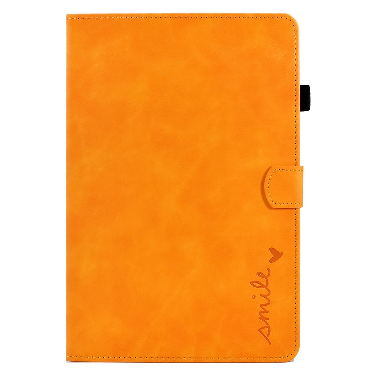 For Lenovo Tab M10 Plus 3rd Gen 10.6 inch Embossed Smile Flip Tablet Leather Case(Khaki)