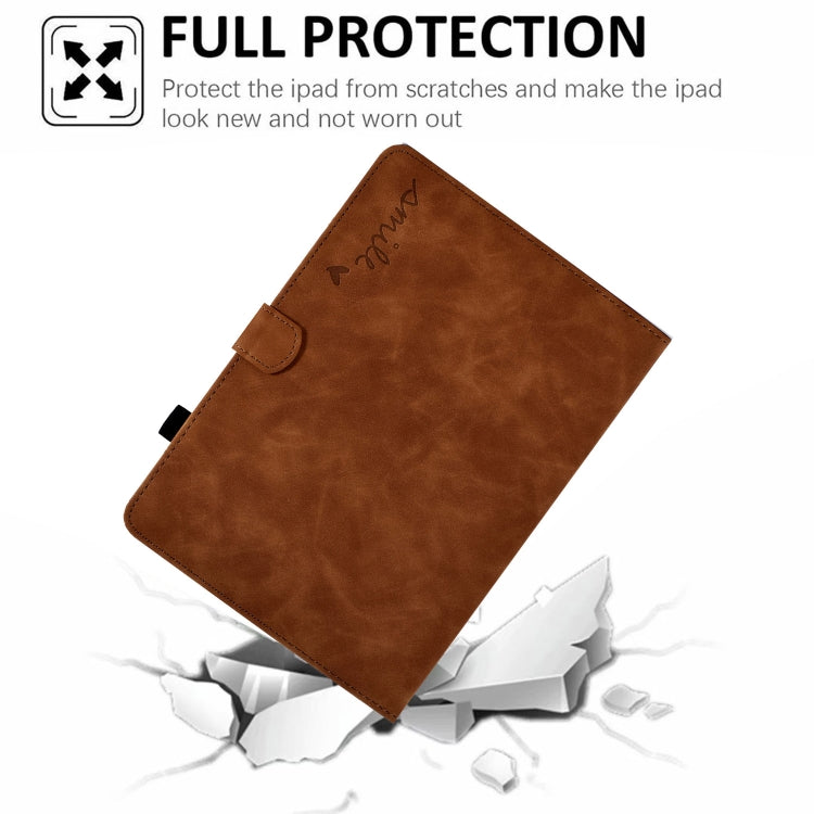For Huawei MediaPad T5 Embossed Smile Flip Tablet Leather Case(Brown) - Huawei by PMC TechLife | Online Shopping South Africa | PMC TechLife | Buy Now Pay Later Mobicred