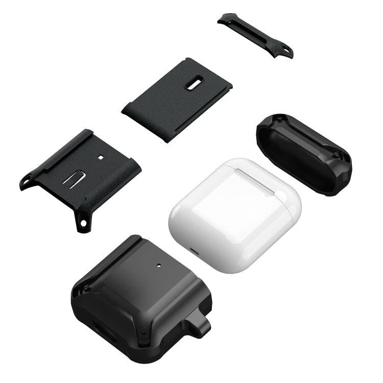 For AirPods 1 / 2 Sliding Buckle Wireless Earphone Protective Case with Hook(Black Yellow)