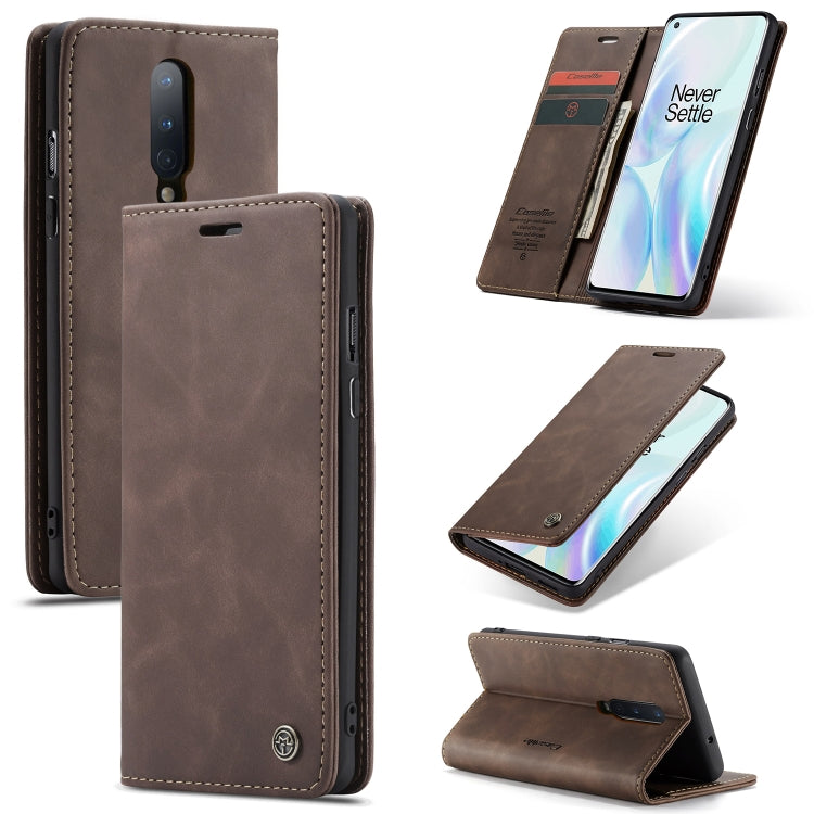 For OnePlus 8 CaseMe Multifunctional Horizontal Flip Leather Case, with Card Slot & Holder & Wallet(Coffee)