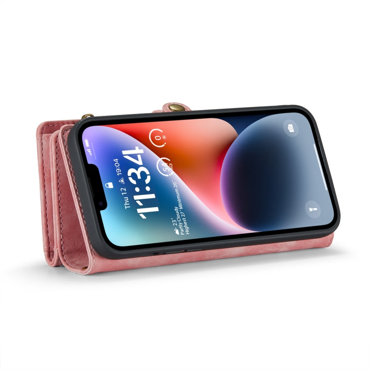 For iPhone 14 CaseMe 008 Detachable Multifunctional Leather Phone Case(Pink)