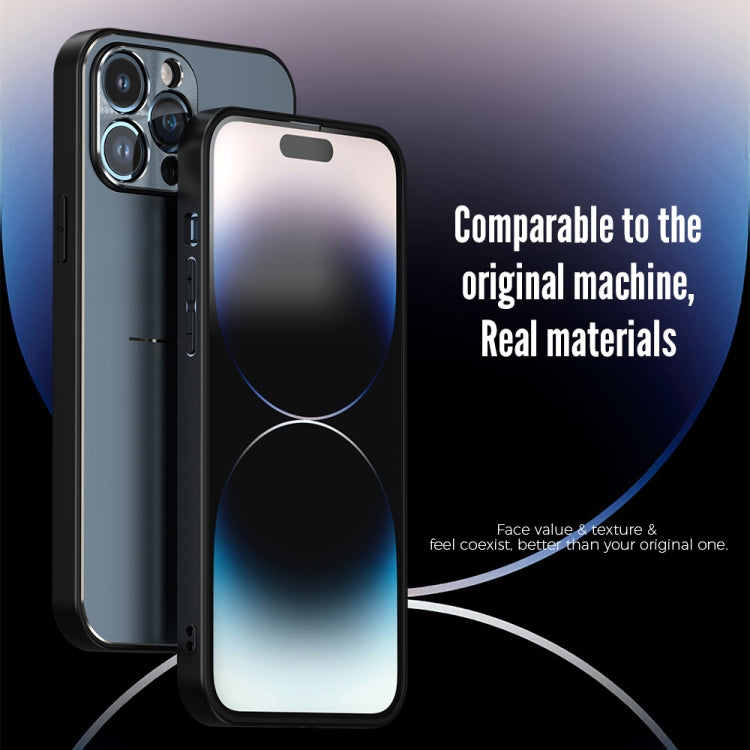 For iPhone 14 Pro Max R-JUST RJ52 3-Line Style Metal TPU Shockproof Phone Case(Black)