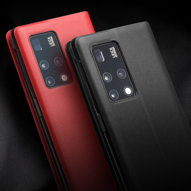 For Huawei Mate X2 QIALINO Genuine Leather Side Window View Smart Phone Case(Red) - free shipping - PMC Jewellery - Order now!