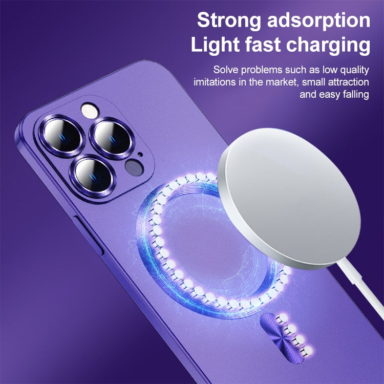 For iPhone 13 Liquid Lens Protector Magsafe Phone Case(Dark Purple)