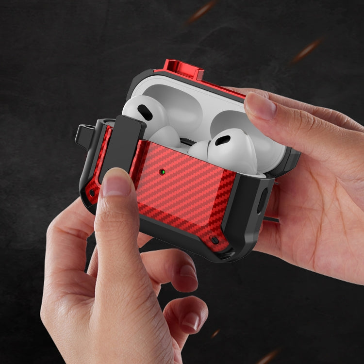 For AirPods Pro 2 Bumblebee Carbon Fiber Earphone Protective Case(Black)