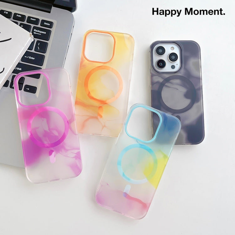 For iPhone 14 Watercolor Magsafe Phone Case(Yellow)