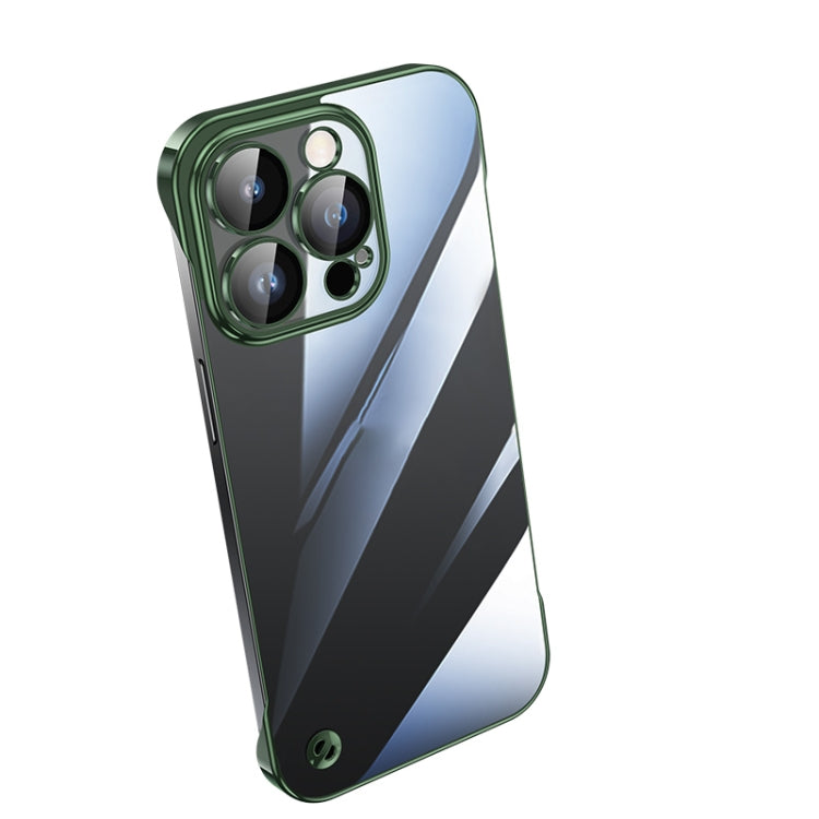 For iPhone 13 Pro Electroplating Frameless Clear PC Phone Case(Green)