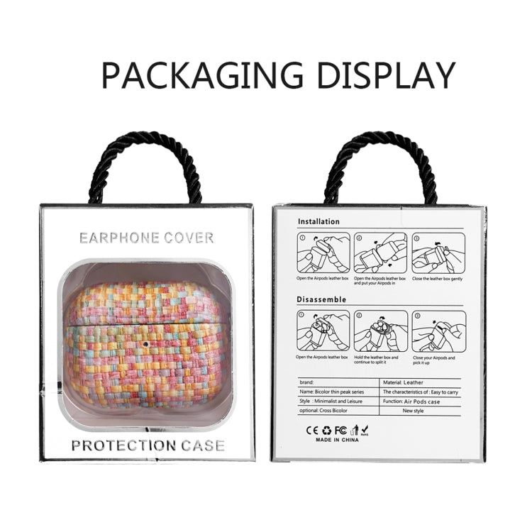 For AirPods 1 / 2 Weave Texture PU Shockproof Earphone Protective Case with Hook(Pink) - For AirPods 1/2 by PMC Jewellery | Online Shopping South Africa | PMC Jewellery | Buy Now Pay Later Mobicred