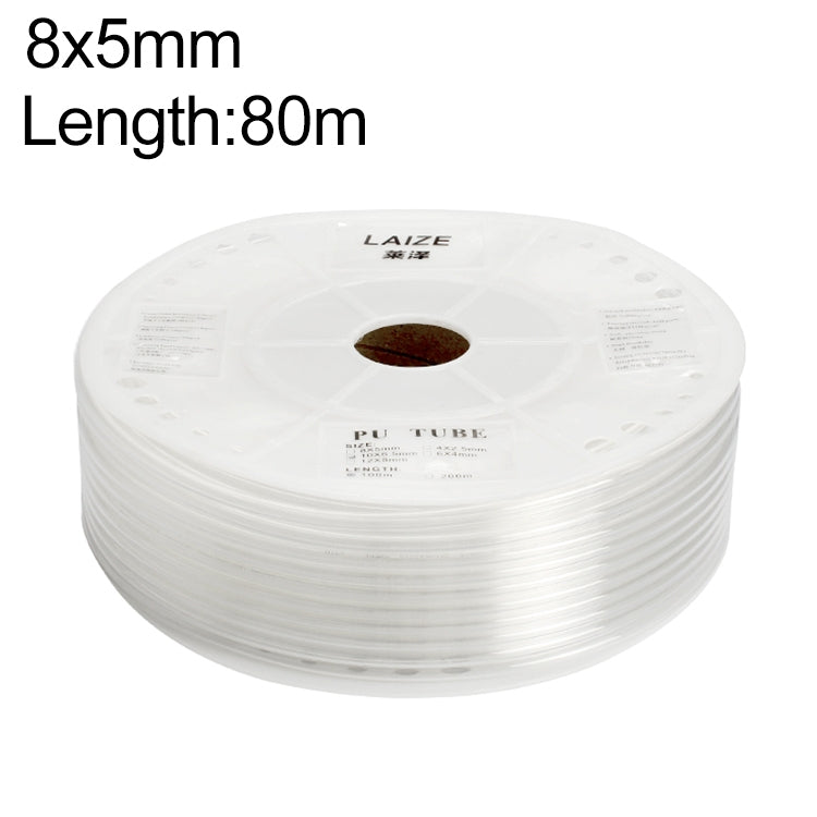 LAIZE Pneumatic Compressor Air Flexible PU Tube, Specification:8x5mm, 80m(Transparent) - free shipping - PMC Jewellery - Order now!