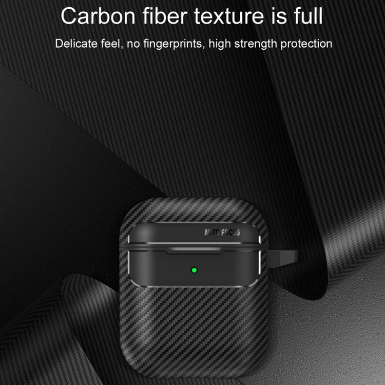 For AirPods 1 / 2 Carbon Fiber Texture Anti-fall Earphone Protective Case(Purple)