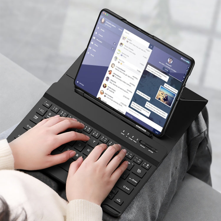 For Samsung Galaxy Z Fold4 5G Magnetic Folding Bluetooth Keyboard Leather Case(Carbon Fiber) - Samsung Keyboard by PMC TechLife | Online Shopping South Africa | PMC TechLife