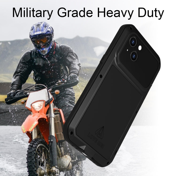 For iPhone 14 LOVE MEI Metal Shockproof Life Waterproof Dustproof Phone Case(Black) - free shipping - PMC TechLife - Order now!