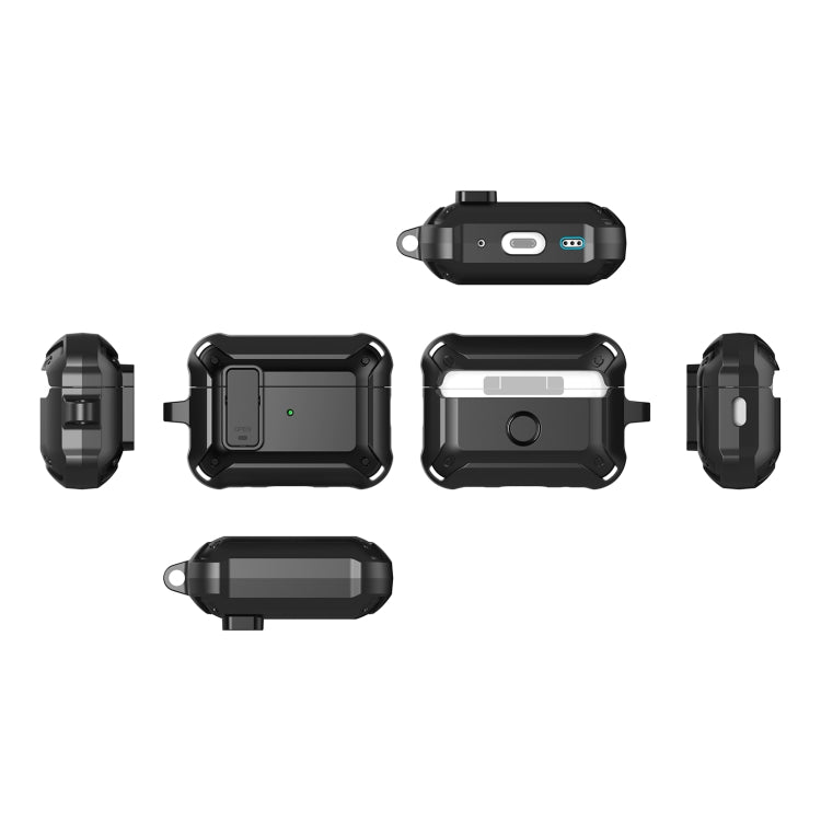 For AirPods Pro 2 Bumblebee Wireless Earphones Silicone Case with Switch & Lanyard Hole(Blue Red)