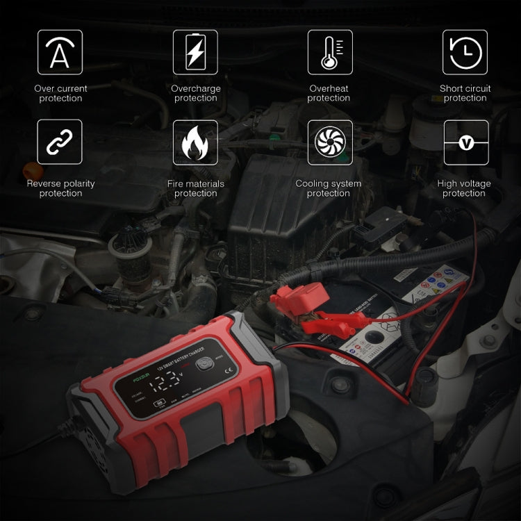 FOXSUR 6A 12V Motorcycle / Car Smart Battery Charger, Plug Type:UK Plug(Red) - free shipping - PMC TechLife - Order now!