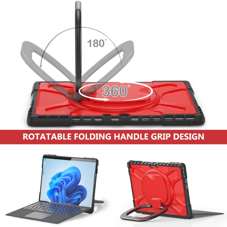 For MicroSoft Surface Pro 9 / 10 / 11 Handle Rotatable Kickstand Shockproof Tablet Case(Red) - Others by PMC TechLife | Online Shopping South Africa | PMC TechLife | Buy Now Pay Later Mobicred