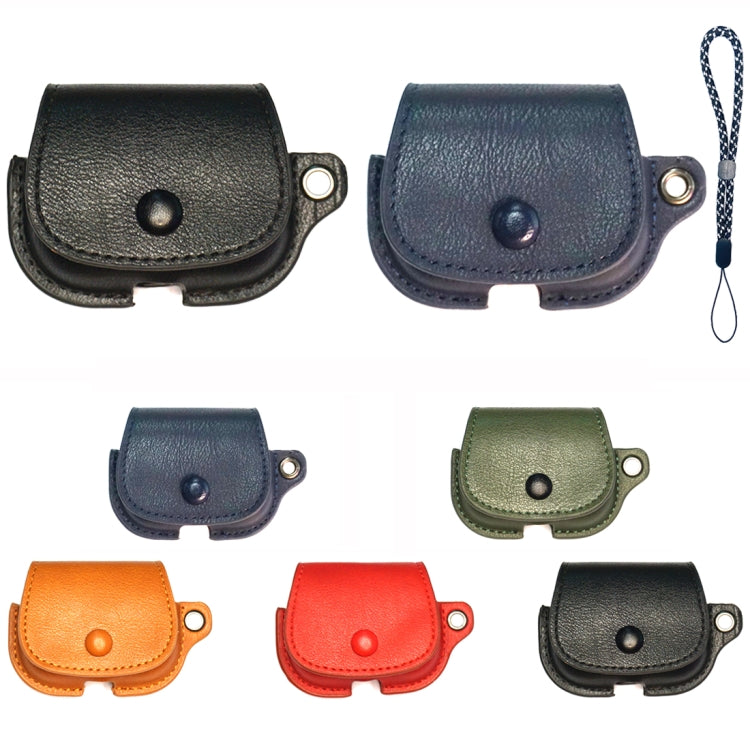 For AirPods 3 Backpack Style PU Leather Earphone Protective Case with Lanyard(Black)