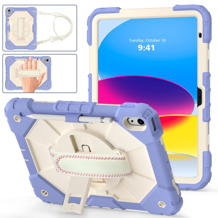 For iPad 2025 / 2022 Contrast Color Robot Shockproof Silicon + PC Tablet Protective Case(Purple beige)