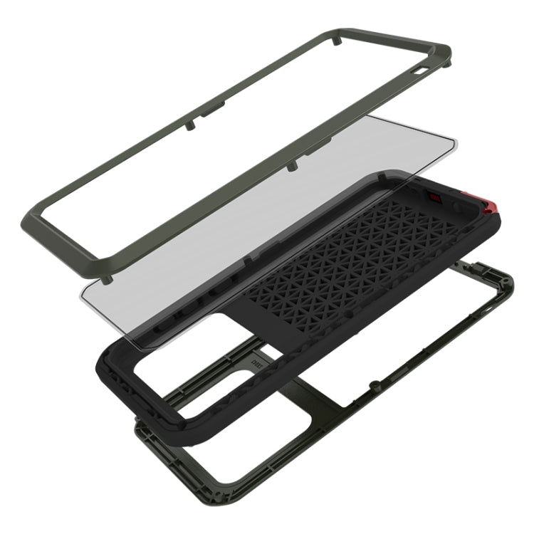 For Galaxy A71 LOVE MEI Metal Shockproof Water-resistant Dustproof Protective Case(Army Green)