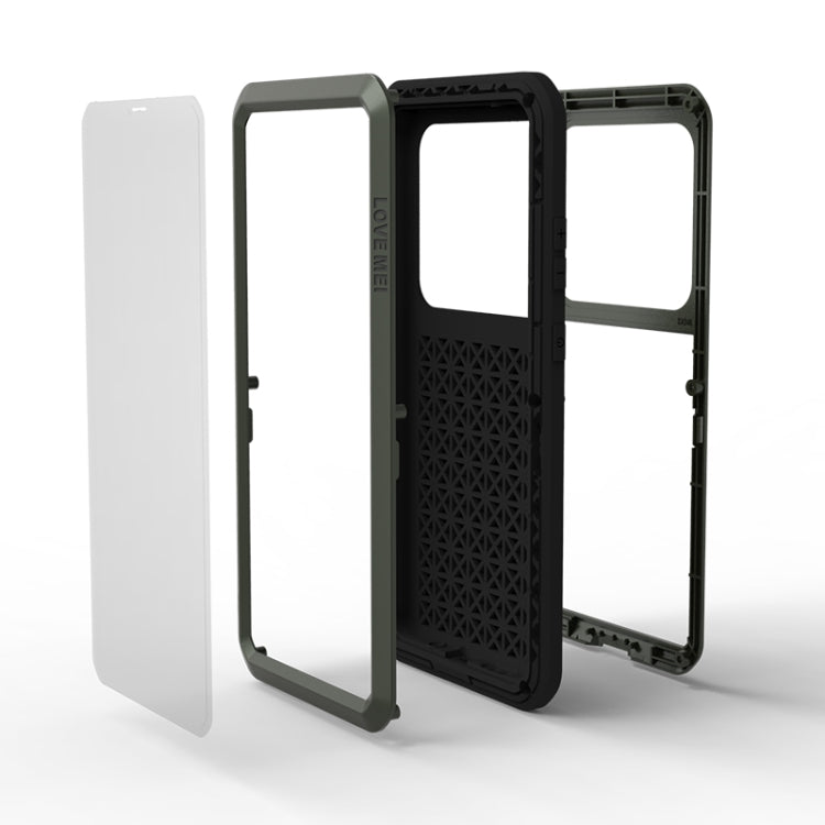 For Galaxy S20 Ultra LOVE MEI Metal Shockproof Water-resistant Dustproof Protective Case(Army Green)