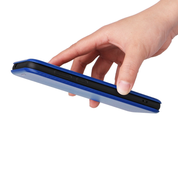 For Blackview A55 Pro Carbon Fiber Texture Horizontal Flip PU Phone Case(Blue) - More Brand by PMC TechLife | Online Shopping South Africa | PMC TechLife | Buy Now Pay Later Mobicred