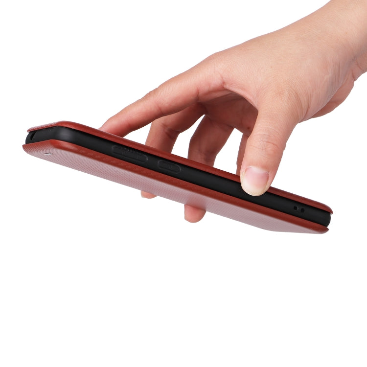 For Blackview A55 Pro Carbon Fiber Texture Horizontal Flip PU Phone Case(Brown) - free shipping - PMC TechLife - Order now!