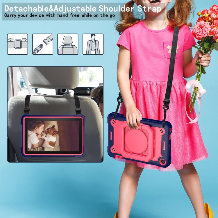 For Amazon Kindle Fire 7 2022 Silicone + PC Bracelet Holder Tablet Case(Navy Blue + Rose Red) - Amazon by PMC TechLife | Online Shopping South Africa | PMC TechLife | Buy Now Pay Later Mobicred