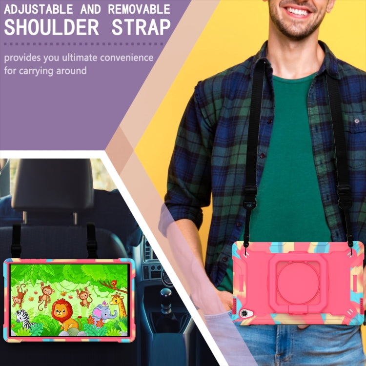 For Lenovo Tab M10 HD 2nd Gen Silicone + PC Bracelet Holder Tablet Case(Camouflage + Rose Red)
