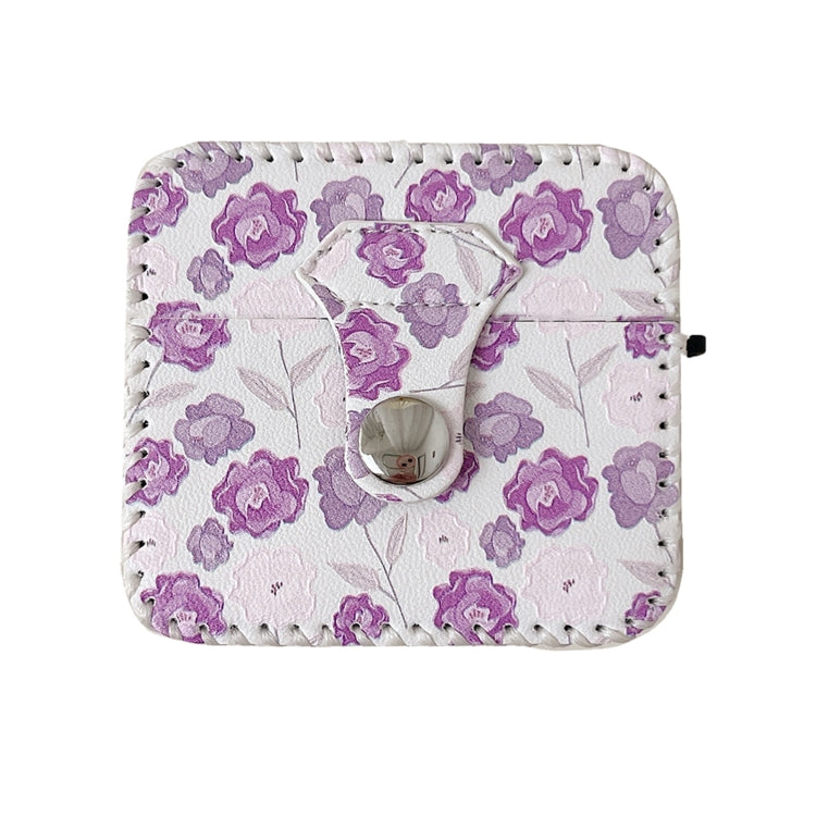 For AirPods Pro PU Leather Wireless Earphone Case(Purple Flowers)