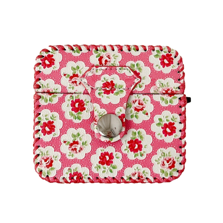 For AirPods 1/2 PU Leather Wireless Earphone Case(Little Red Flower)