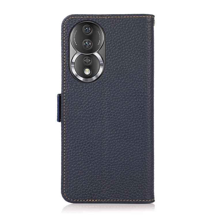 For Honor 80 Pro KHAZNEH Side-Magnetic Litchi Genuine Leather RFID Phone Case(Blue)