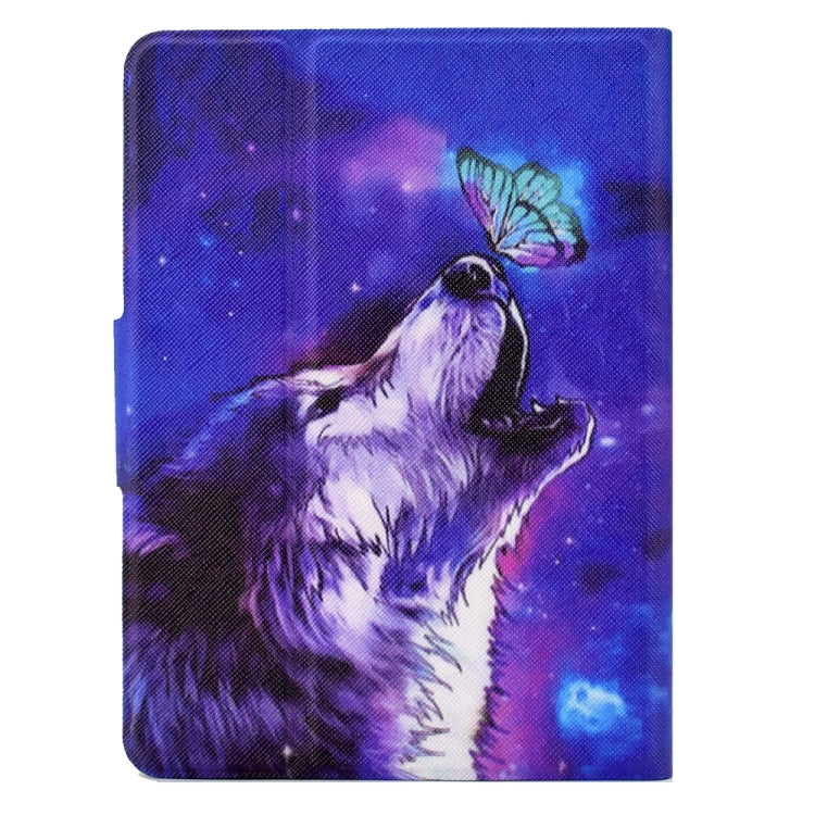 For Amazon Kindle Paperwhite 4/3/2/1 Electric Pressed TPU Smart Leather Tablet Case(Butterfly Wolf)