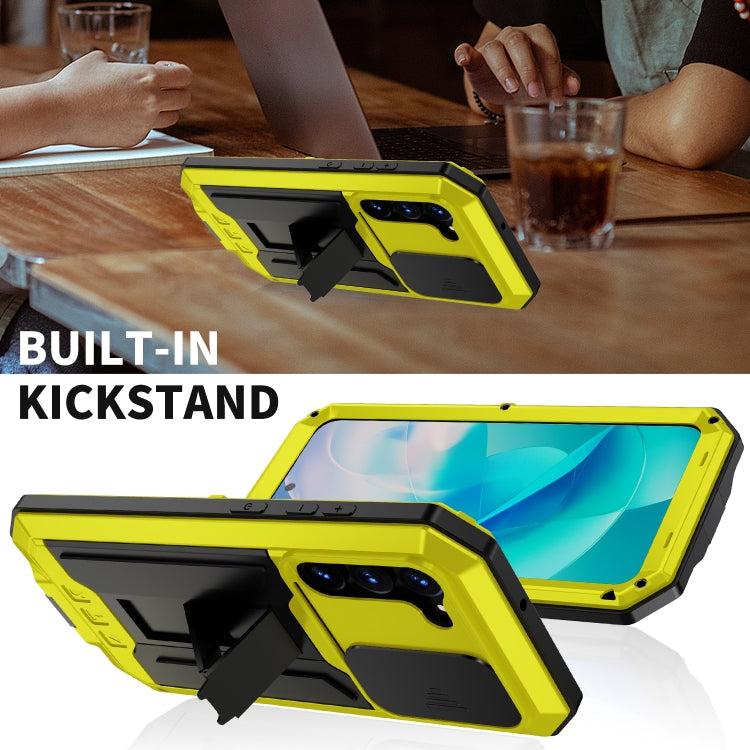 For Samsung Galaxy S23 5G R-JUST Sliding Camera Design Life Waterproof Dustproof Shockproof Phone Case(Yellow) - Galaxy S23 5G Cases by R-JUST | Online Shopping South Africa | PMC TechLife | Buy Now Pay Later Mobicred