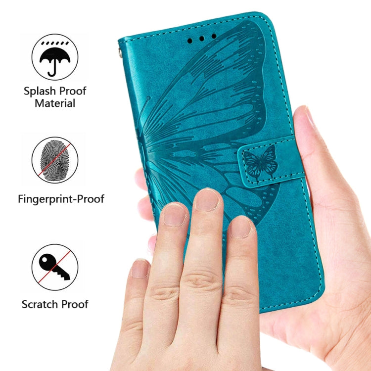 For Google Pixel 7a Embossed Butterfly Flip Leather Phone Case(Blue) - Google Cases by PMC TechLife | Online Shopping South Africa | PMC TechLife | Buy Now Pay Later Mobicred