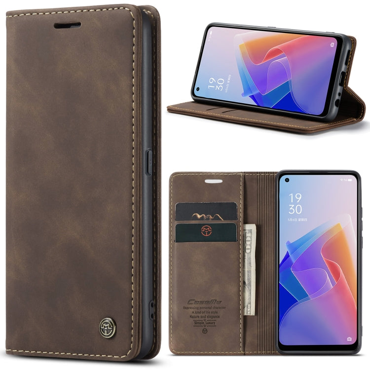 CaseMe 013 Multifunctional Horizontal Flip Leather Phone Case For OPPO Reno7 Z Global/Reno7 Lite Global/Reno8 Lite Global/F21 Pro 5G Global/Reno8 Z Global(Coffee)