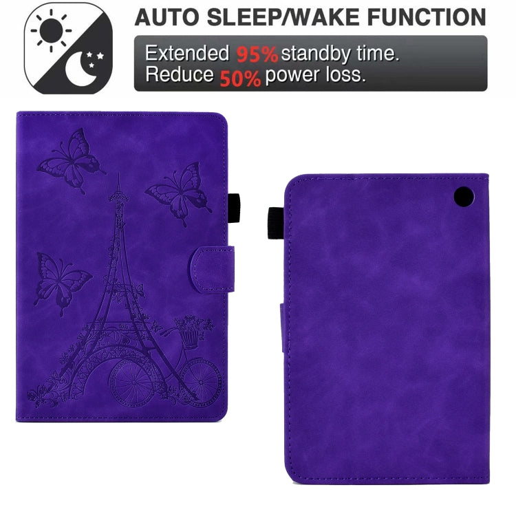 For Amazon Kindle Fire HD8 2022/2020 Tower Embossed Leather Smart Tablet Case(Purple) - Amazon by PMC TechLife | Online Shopping South Africa | PMC TechLife | Buy Now Pay Later Mobicred