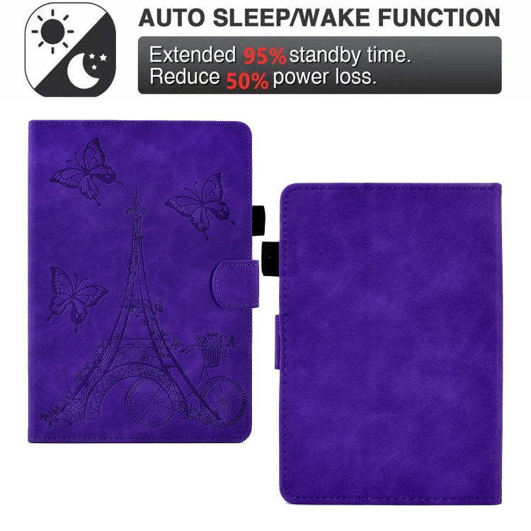For Amazon Kindle Paperwhite 5 Tower Embossed Leather Smart Tablet Case(Purple) - Amazon by PMC TechLife | Online Shopping South Africa | PMC TechLife | Buy Now Pay Later Mobicred