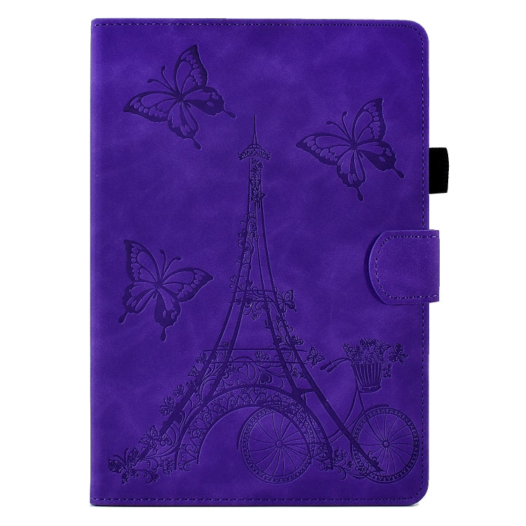 For Amazon Kindle Paperwhite 4/3/2/1 Tower Embossed Leather Smart Tablet Case(Purple)