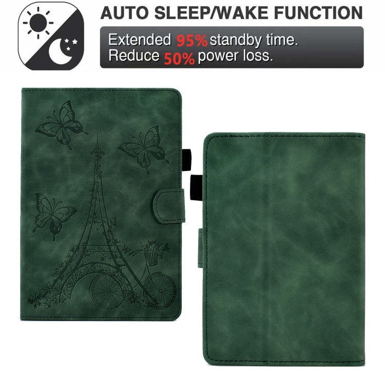 For Amazon Kindle Paperwhite 4/3/2/1 Tower Embossed Leather Smart Tablet Case(Green) - free shipping - PMC TechLife - Order now!