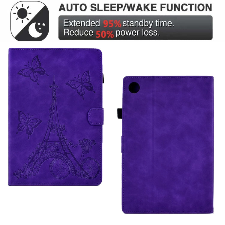 For Lenovo Tab M10 Plus 3rd Gen Tower Embossed Leather Smart Tablet Case(Purple) - Lenovo by PMC TechLife | Online Shopping South Africa | PMC TechLife | Buy Now Pay Later Mobicred