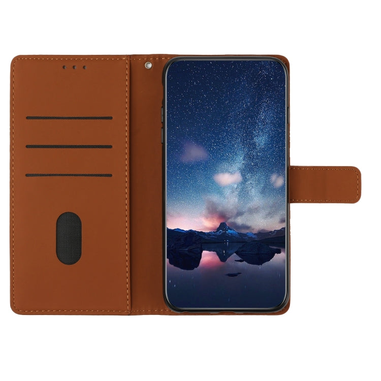 For Huawei P10 Plus Diamond Embossed Skin Feel Leather Phone Case with Lanyard(Brown) - Huawei Cases by PMC TechLife | Online Shopping South Africa | PMC TechLife