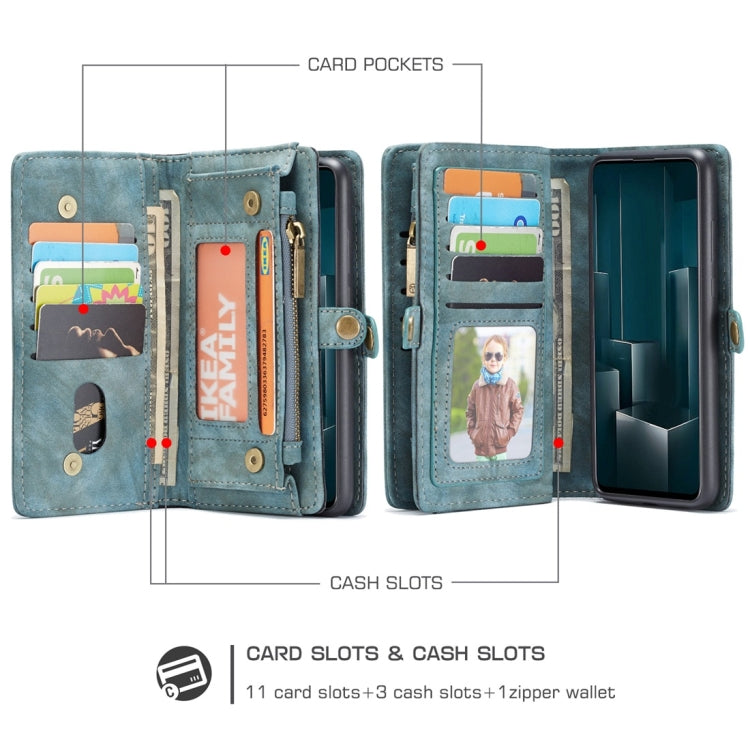 For Galaxy A51 4G CaseMe-008 Detachable Multifunctional Horizontal Flip Leather Case with Card Slot & Holder & Zipper Wallet & Photo Frame(Blue)