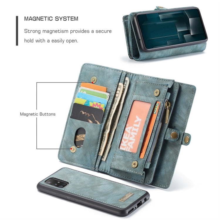 For Galaxy A51 4G CaseMe-008 Detachable Multifunctional Horizontal Flip Leather Case with Card Slot & Holder & Zipper Wallet & Photo Frame(Blue)
