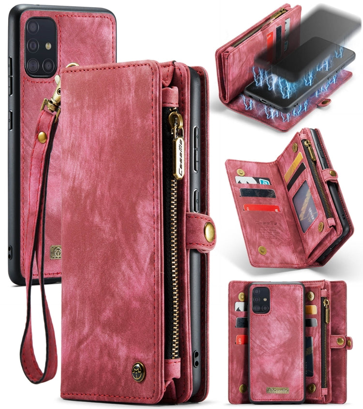 For Galaxy A71 4G CaseMe-008 Detachable Multifunctional Horizontal Flip Leather Case with Card Slot & Holder & Zipper Wallet & Photo Frame(Red)