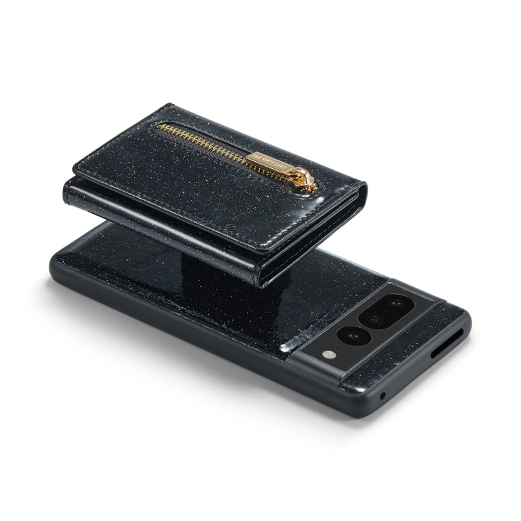 For Google Pixel 7 Pro DG.MING M3 Series Glitter Powder Card Bag Leather Case(Black) - free shipping - PMC TechLife - Order now!