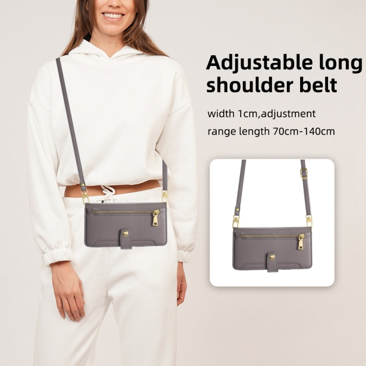 For Motorola Edge X30 Sheep Texture Cross-body Zipper Wallet Leather Phone Case(Grey) - Motorola Cases by PMC TechLife | Online Shopping South Africa | PMC TechLife | Buy Now Pay Later Mobicred