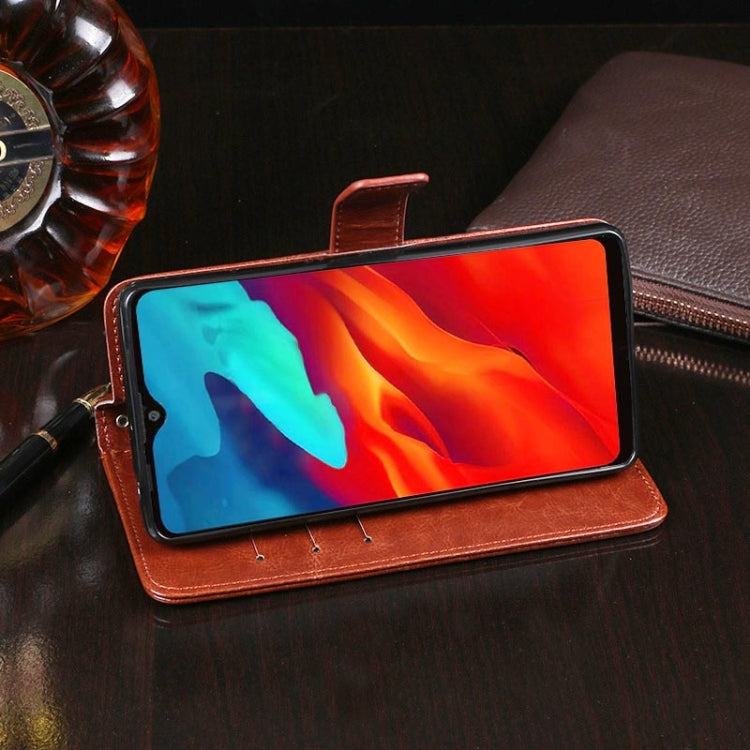 For Blackview A80 Pro idewei Crazy Horse Texture Horizontal Flip Leather Case with Holder & Card Slots & Wallet(Yellow)